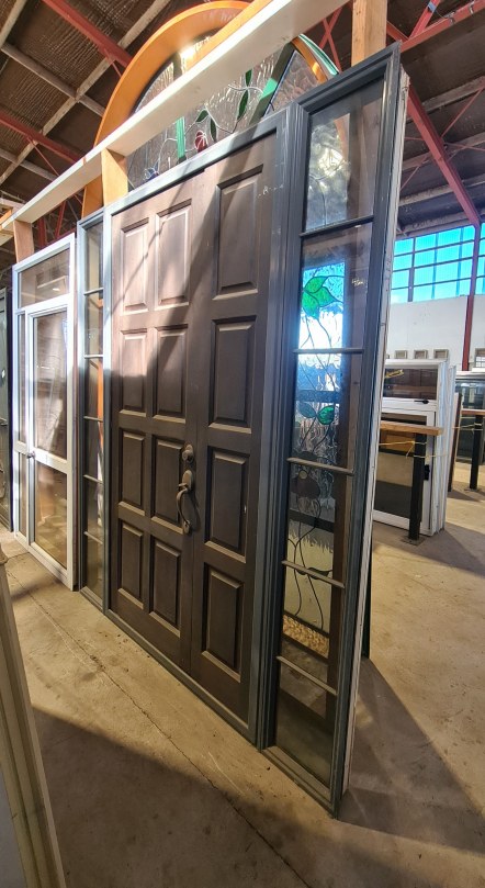 Recycled Aluminium Frame, Wooden Exterior Door With Sidelite 2000 x 2400 #1725