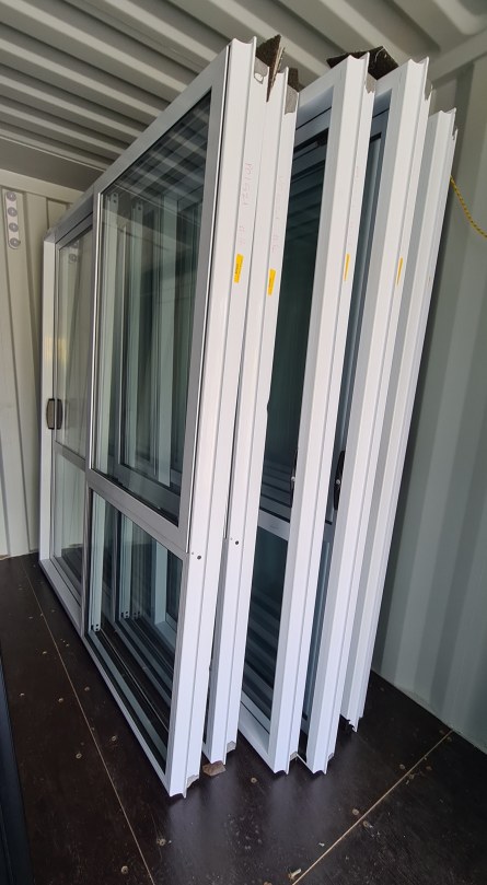NEW Double Glazed Aluminium Ranchslider Door 1800 x 2000 Arctic White - High Wind