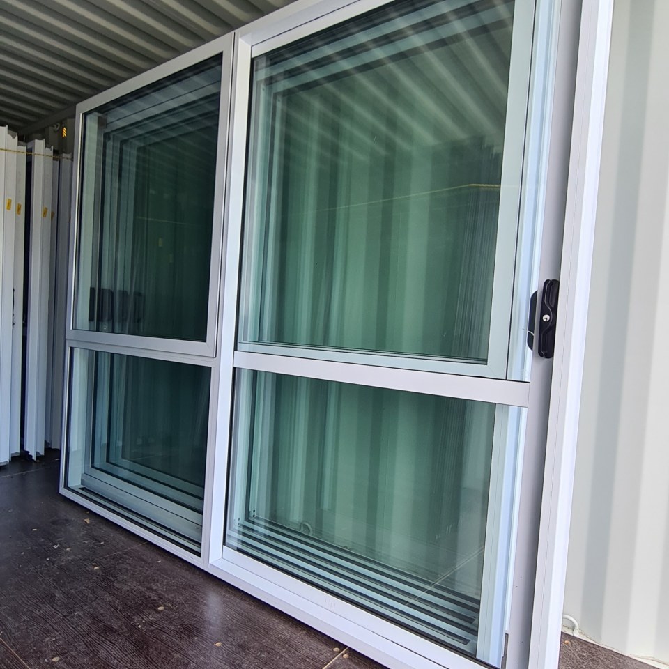 NEW Double Glazed Aluminium Ranchslider Door 2400 x 2000 Arctic White - High Wind