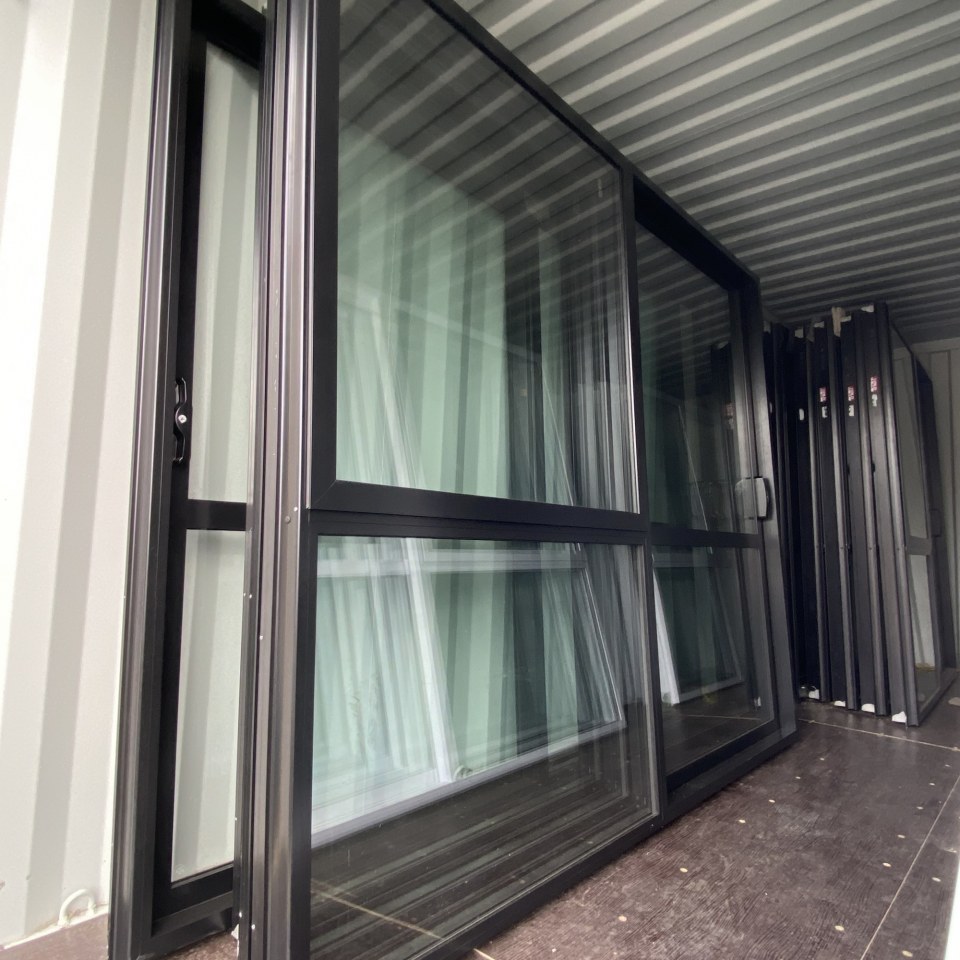 NEW Double Glazed Aluminium Ranchslider Door 2400 x 2000 Matte Black - High Wind