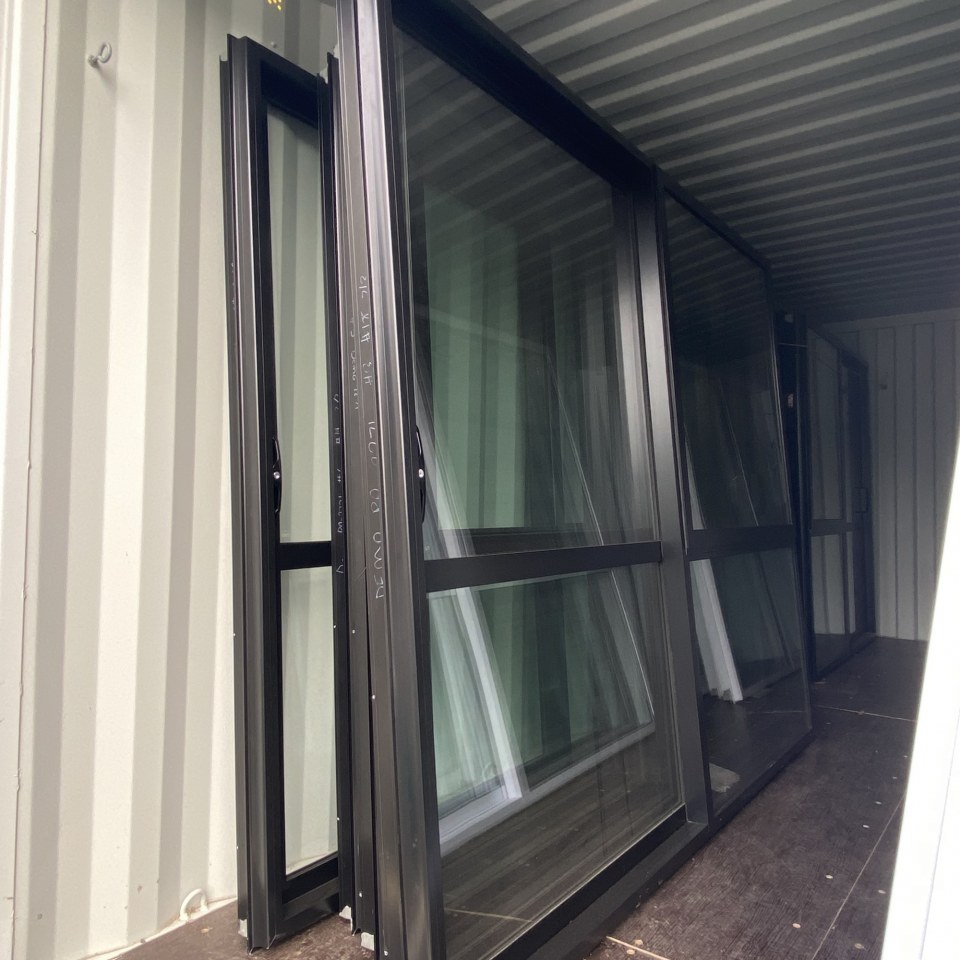 NEW Double Glazed Aluminium Ranchslider Door 2400 x 2000 Matte Black - High Wind
