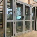 NEW Double Glazed Aluminium French Door With Sidelites 2400 x 2000 Silver Pearl