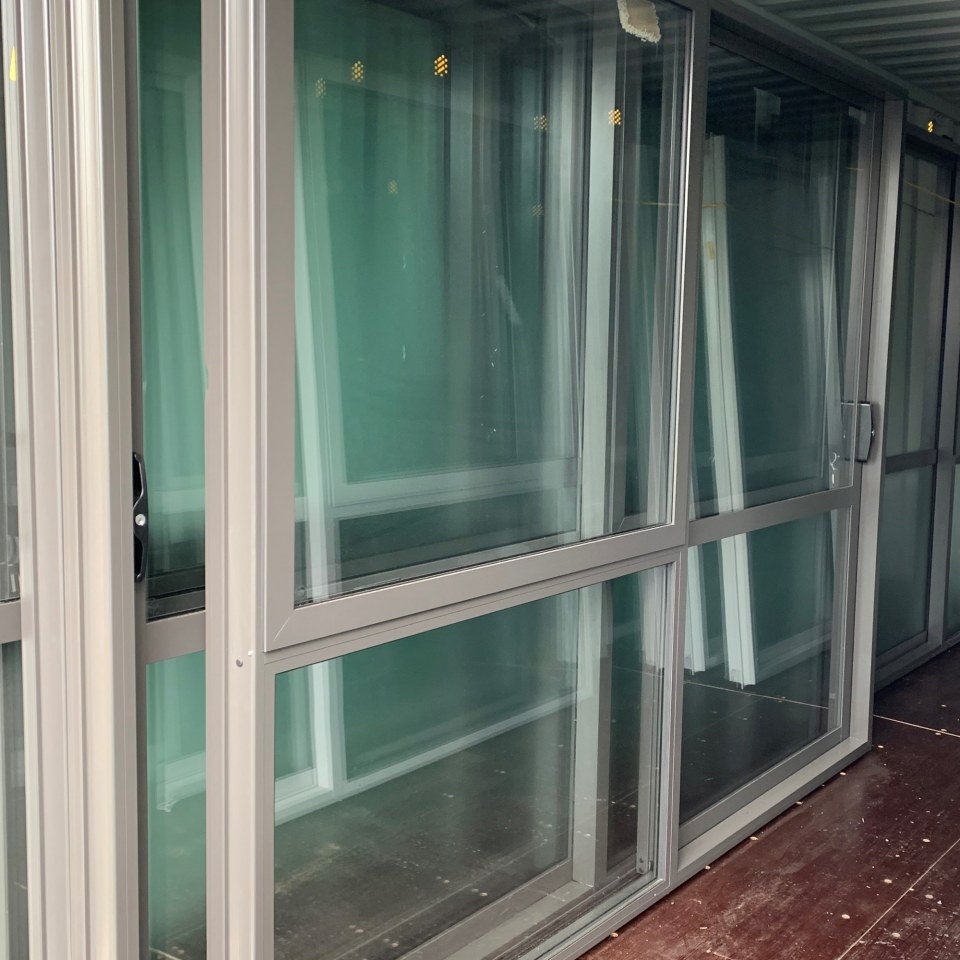 NEW Double Glazed Aluminium Ranchslider Door 2400 x 2000 Ironsand - High Wind
