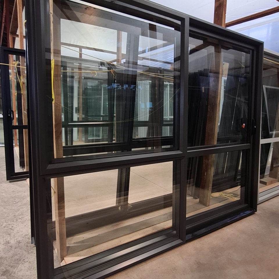 NEW Single Glazed Aluminium Ranchslider Door 2400 x 2000 Ironsand
