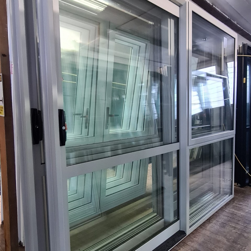 NEW Double Glazed Aluminium Ranchslider Door 2400 x 2000 Silver Pearl