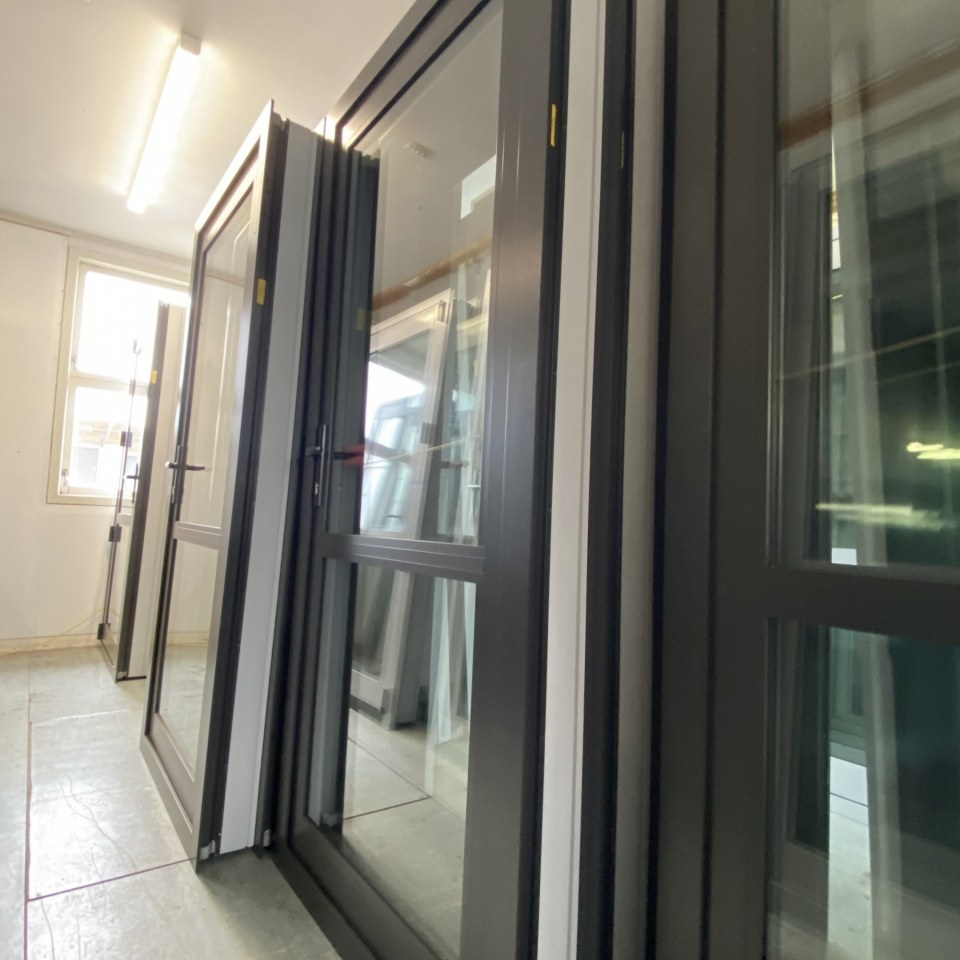 NEW Double Glazed Aluminium, Single Door 880 x 2000 Open In, Ironsand