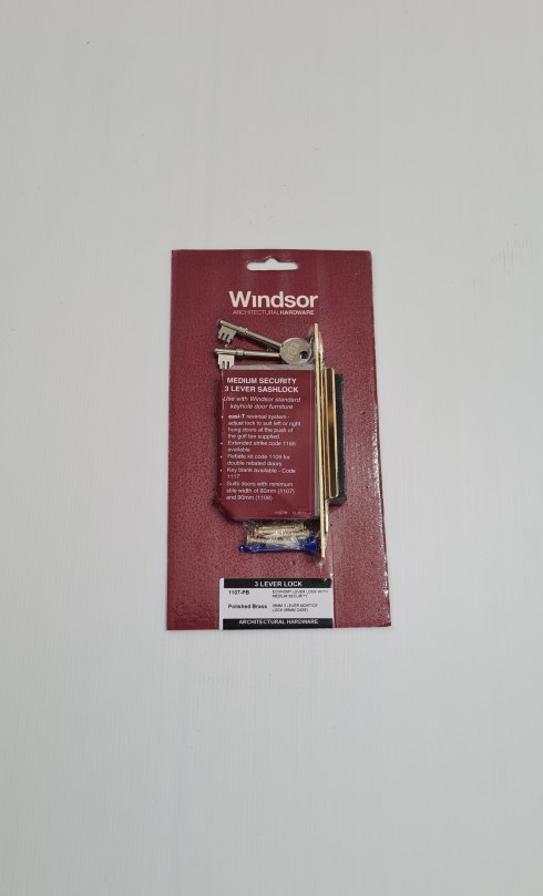 NEW Windsor 3 Lever Lock- Polished Brass