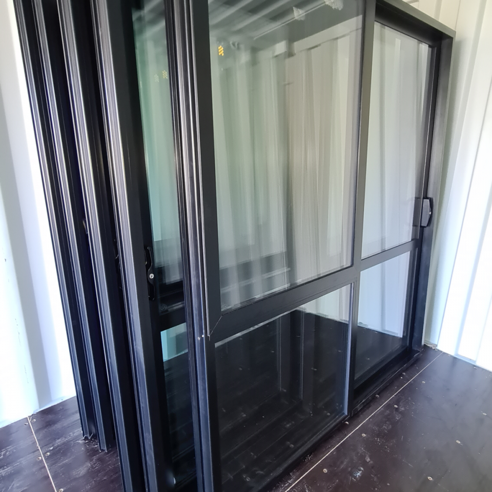 NEW Double Glazed Aluminium Ranchslider Door 1800 x 2000 Matte Black - High Wind