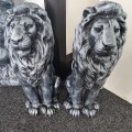 Pair Lions Silver Statue
