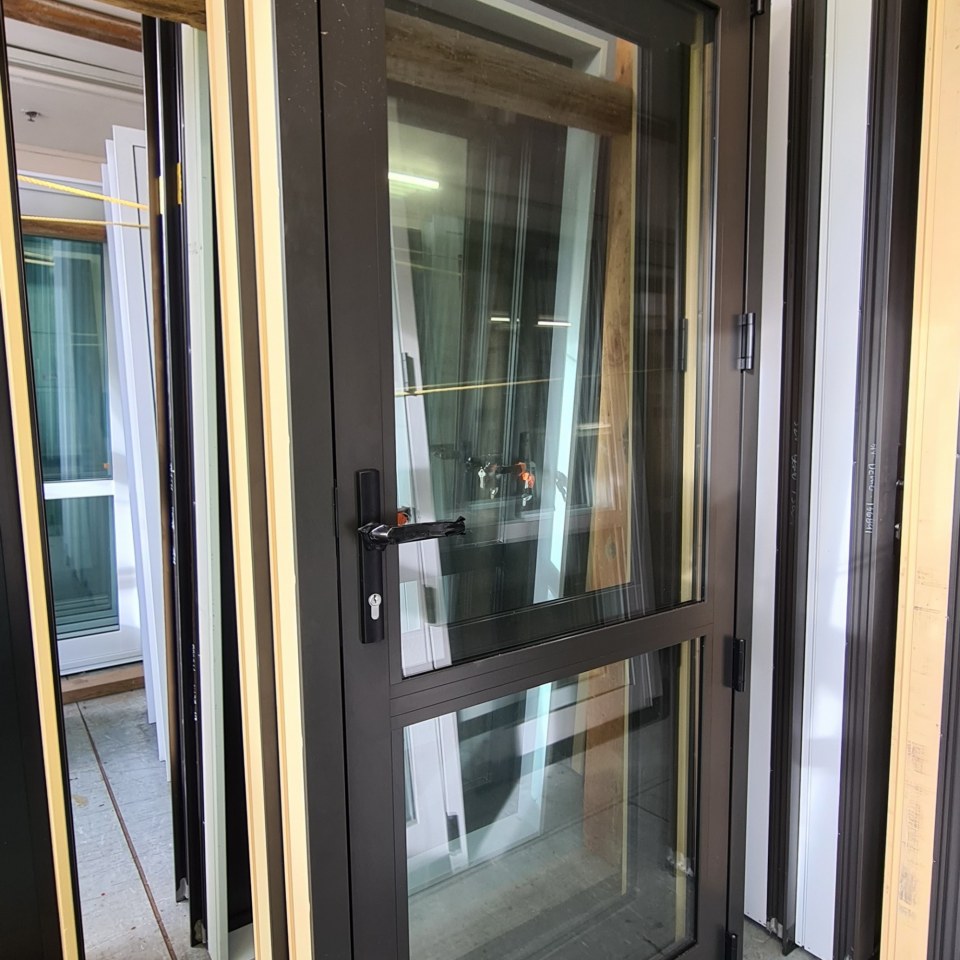 NEW Double Glazed Aluminium, Single Door 880 x 2000 Open Out, Ironsand