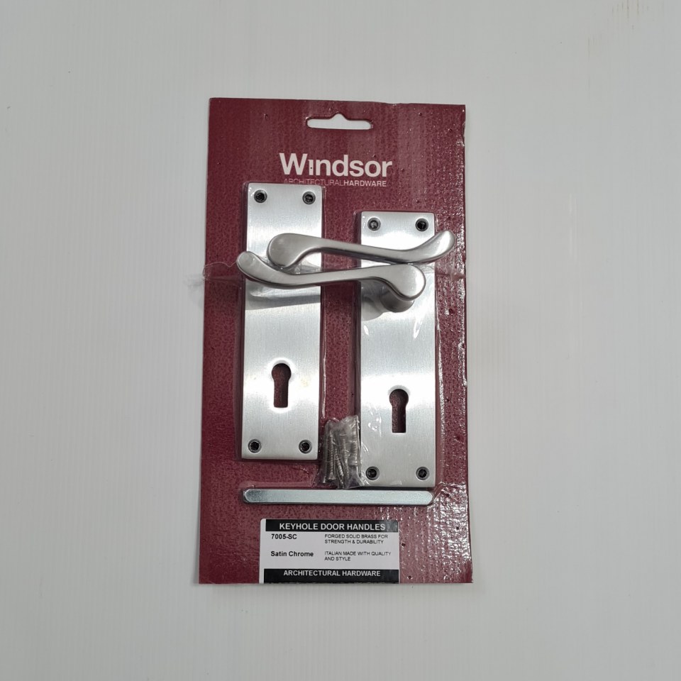 NEW Windsor Keyhole Door Handles- Satin Chrome